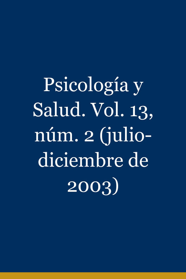 Portada de Psicología y Salud. Vol. 13, núm. 2 (julio-diciembre de 2003)
