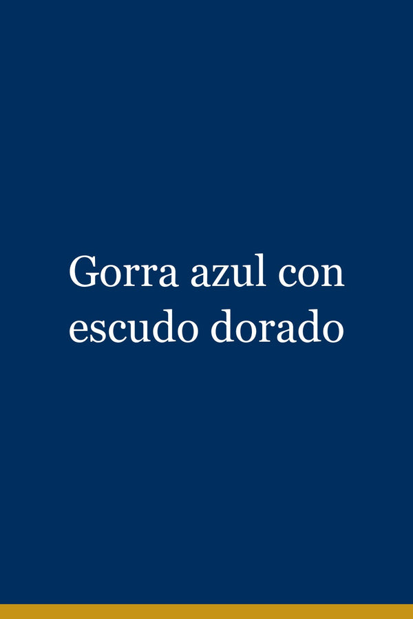 Gorra azul con escudo dorado
