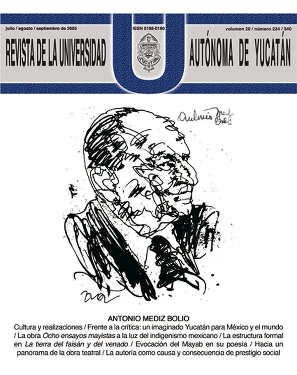 Portada de «Revista de la Universidad Autónoma de Yucatán, núm. 234 (julio-septiembre de 2005). Antonio Mediz Bolio»