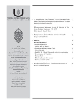 Revista de la Universidad Autónoma de Yucatán, núm. 273 (julio-diciembre de 2018). Yucatán: la región y la nación