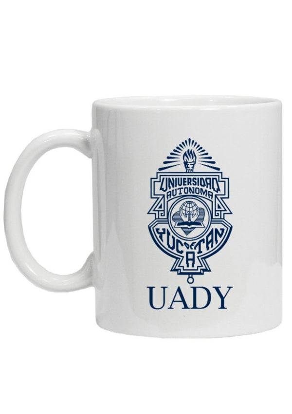Taza blanca sublimada logo y letras UADY