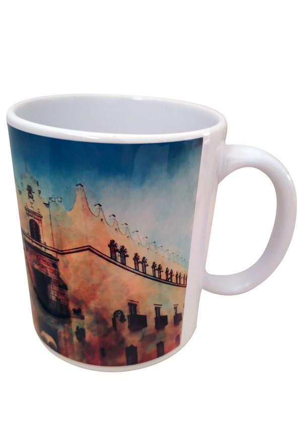 Taza blanca sublimada edificio UADY