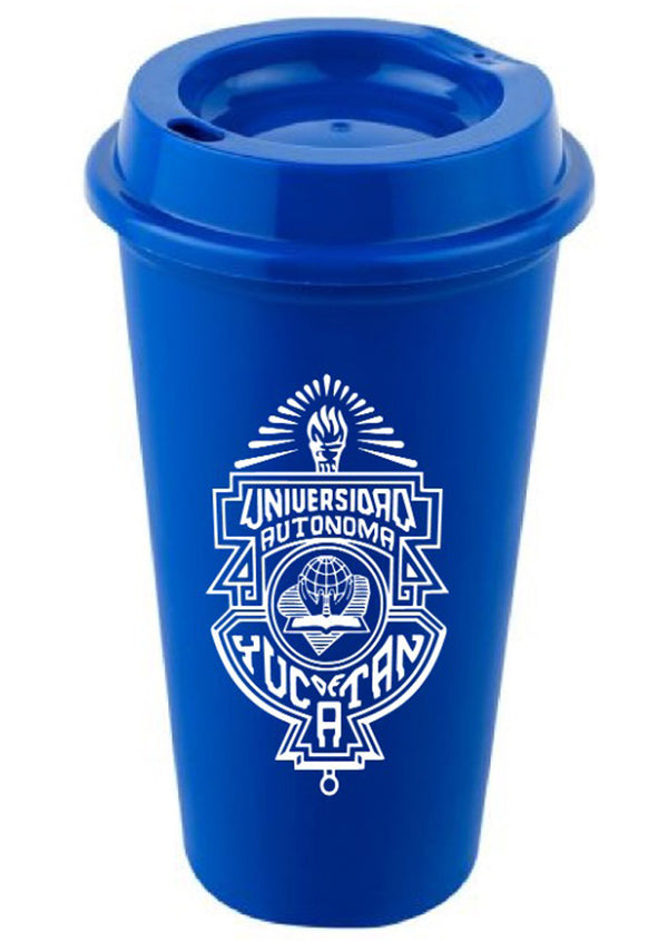 Vaso de plástico Tirich logo UADY azul